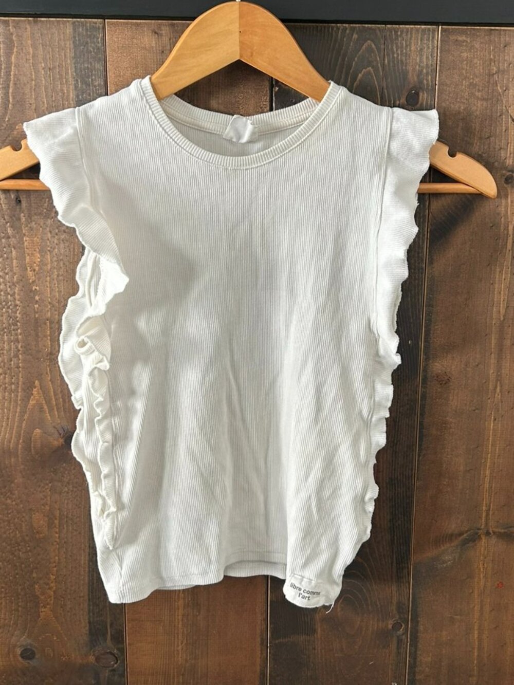 Zara Kids Ribbed Ruffle Tee Girls Size 11-12
